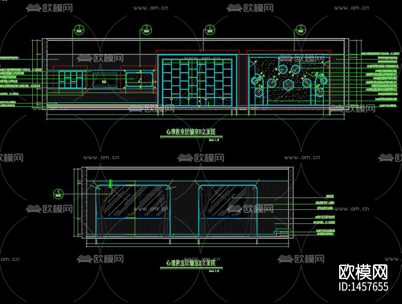 小学专用教室cad施工图下载（渲染图6）