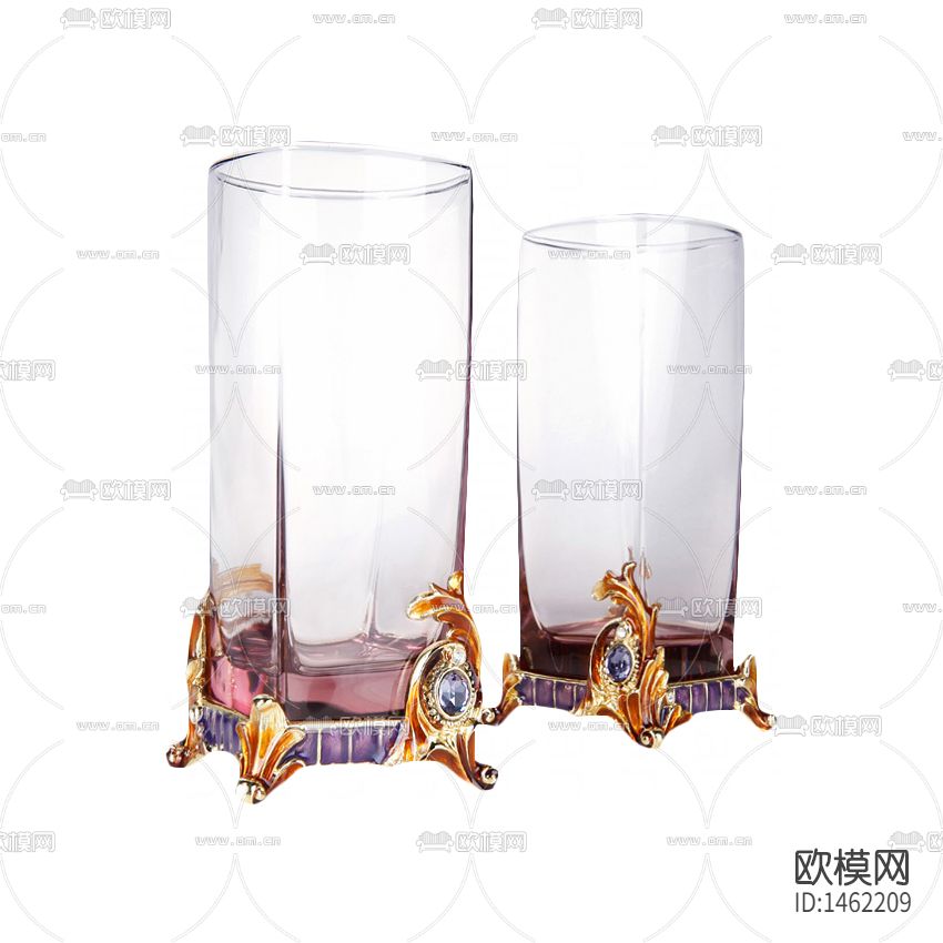 欧式古典金属雕花玻璃茶杯