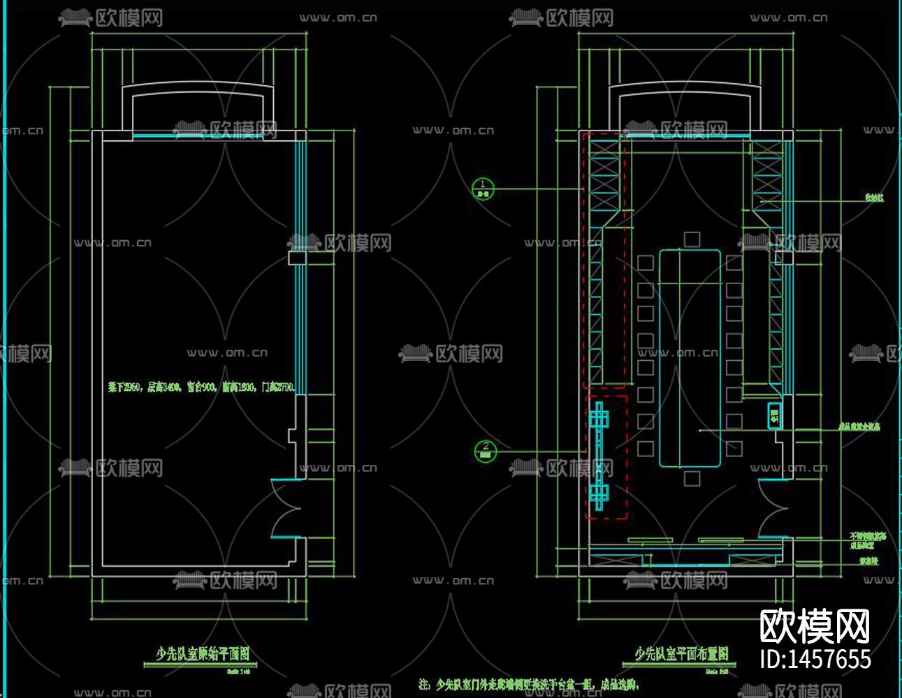 小学专用教室cad施工图下载（渲染图4）