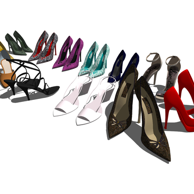  现代高跟鞋凉鞋su模型 