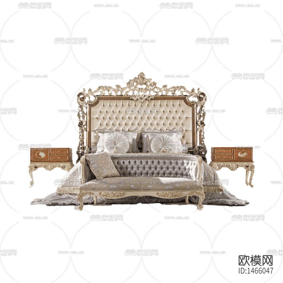 法式轻奢轻奢实木雕花皮革双人床下载