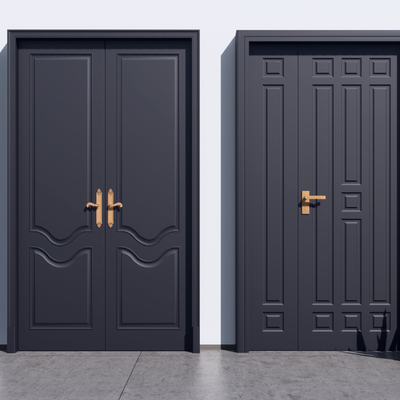 现代烤漆双开门su模型