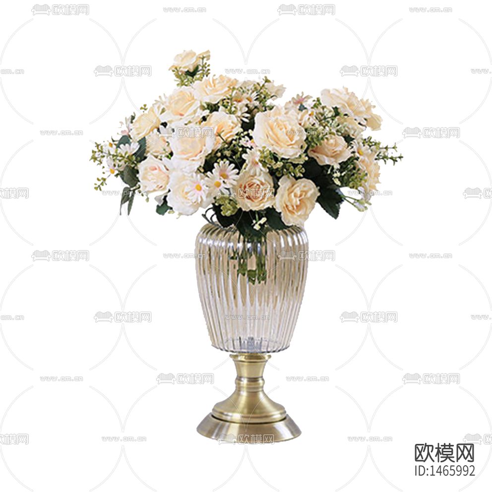 法式轻奢创意金属玻璃花瓶摆放花艺下载