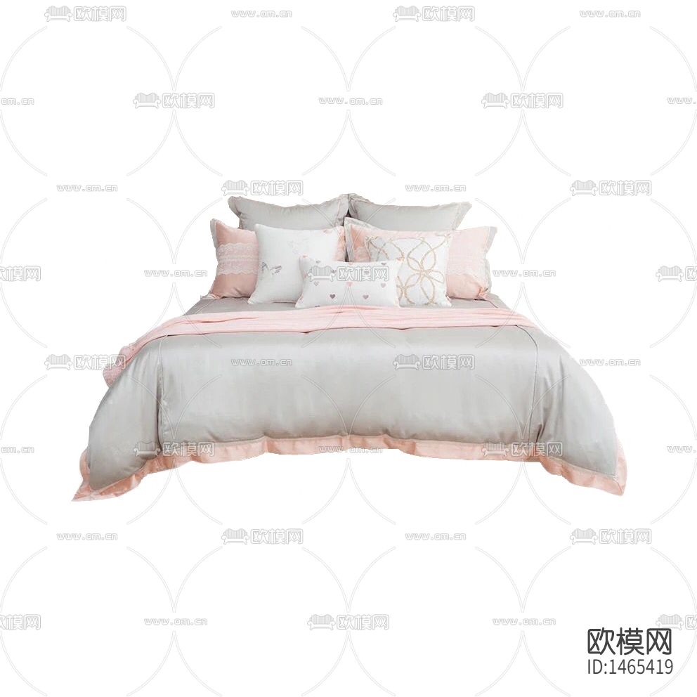 简欧创意粉白色布艺床品