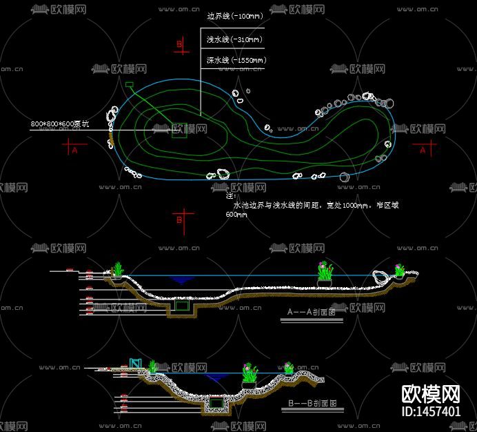 别墅庭院景观设计cad施工图下载（渲染图5）