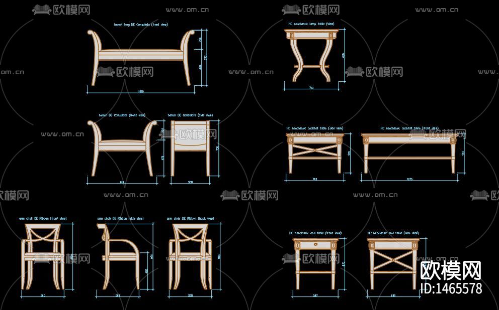 沙发桌椅cad图库下载（渲染图5）