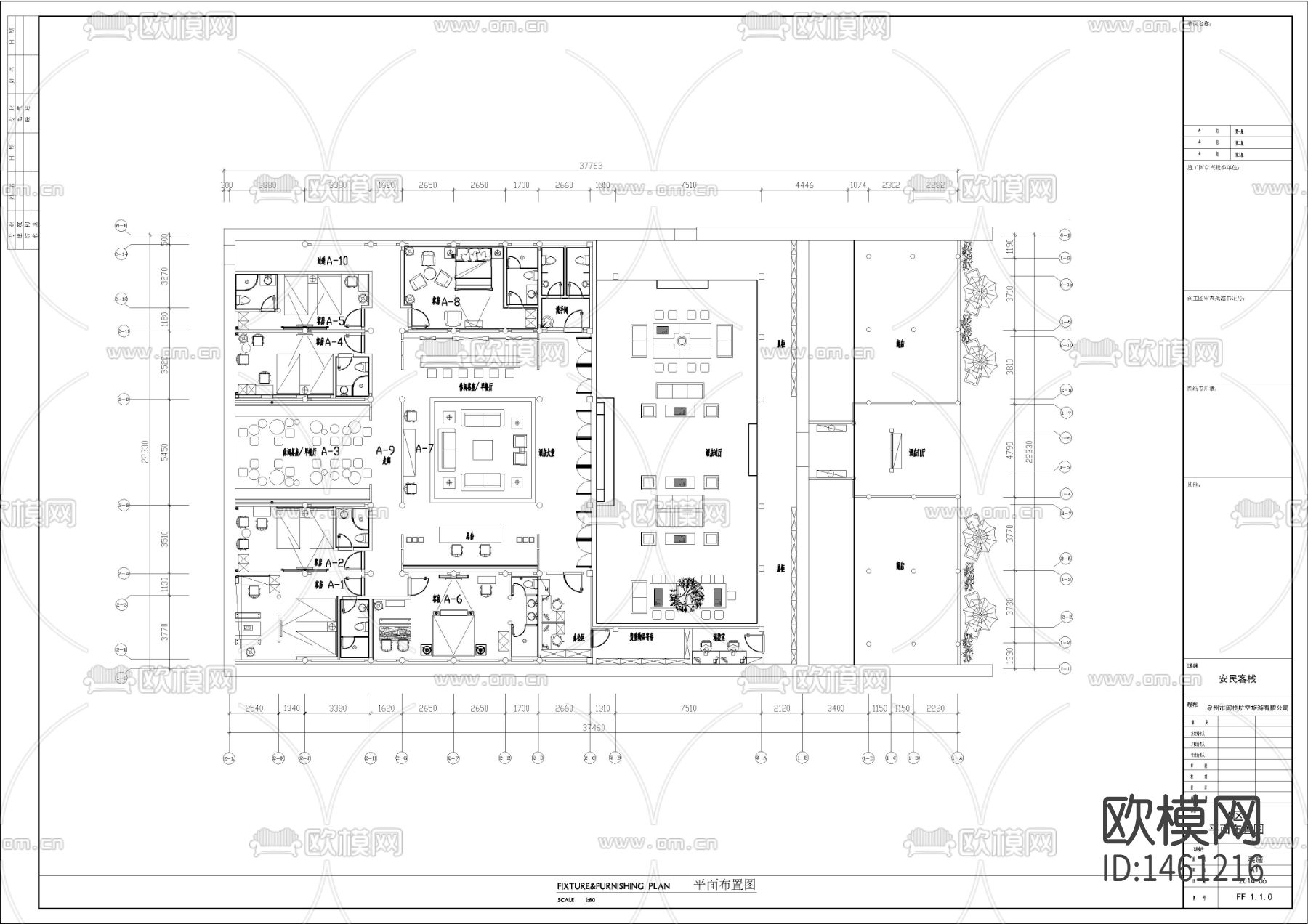 新中式特色客栈民宿cad施工图下载（渲染图3）