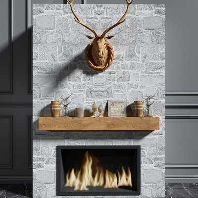  现代壁炉su模型 