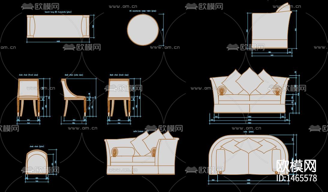 沙发桌椅cad图库下载（渲染图8）