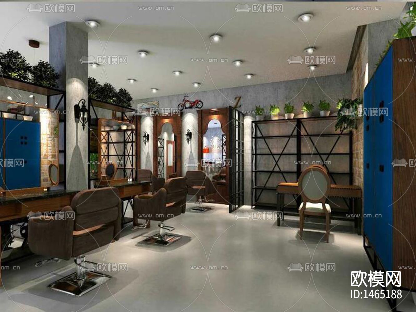 工业风理发店cad施工图下载（渲染图8）