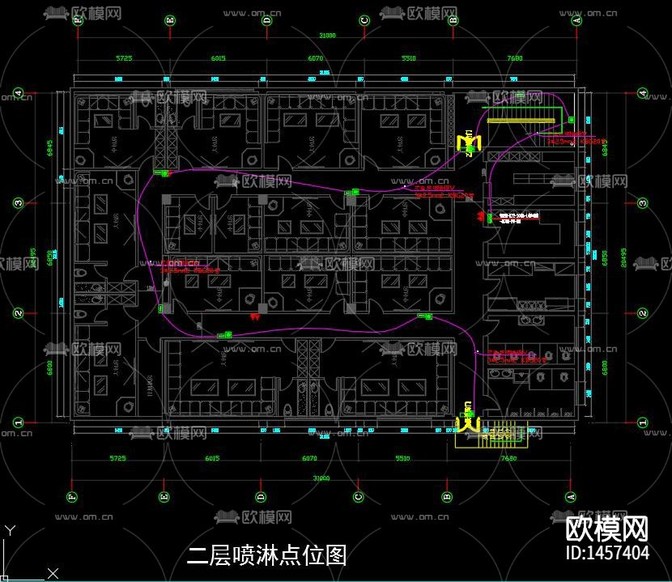 KTV消防系统cad施工图下载(渲染图2)