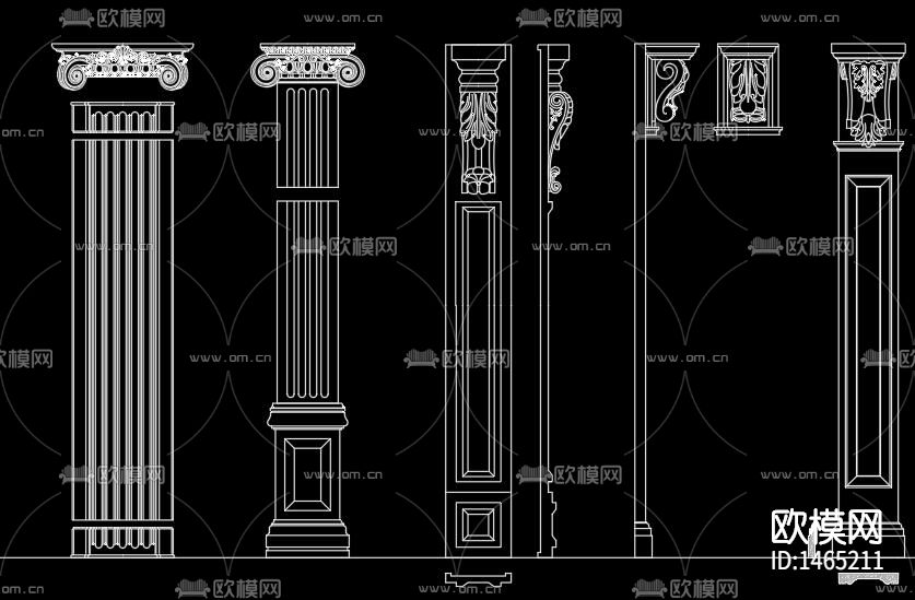 罗马柱cad施工图下载（渲染图2）