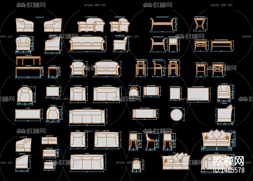 沙发桌椅cad图库下载（渲染图10）