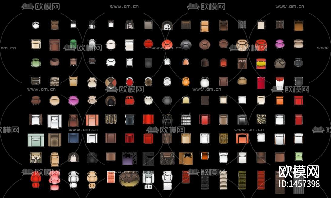 沙发椅子cad彩平图下载（渲染图6）