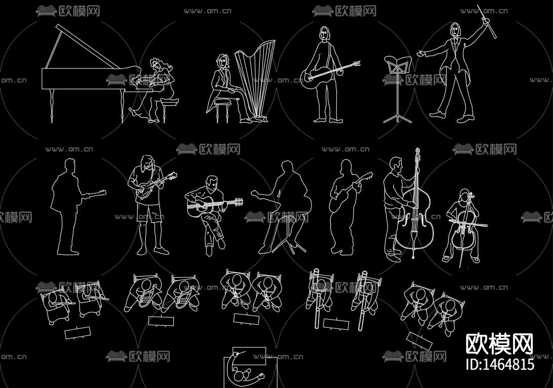 人物剪影cad图库下载（渲染图3）