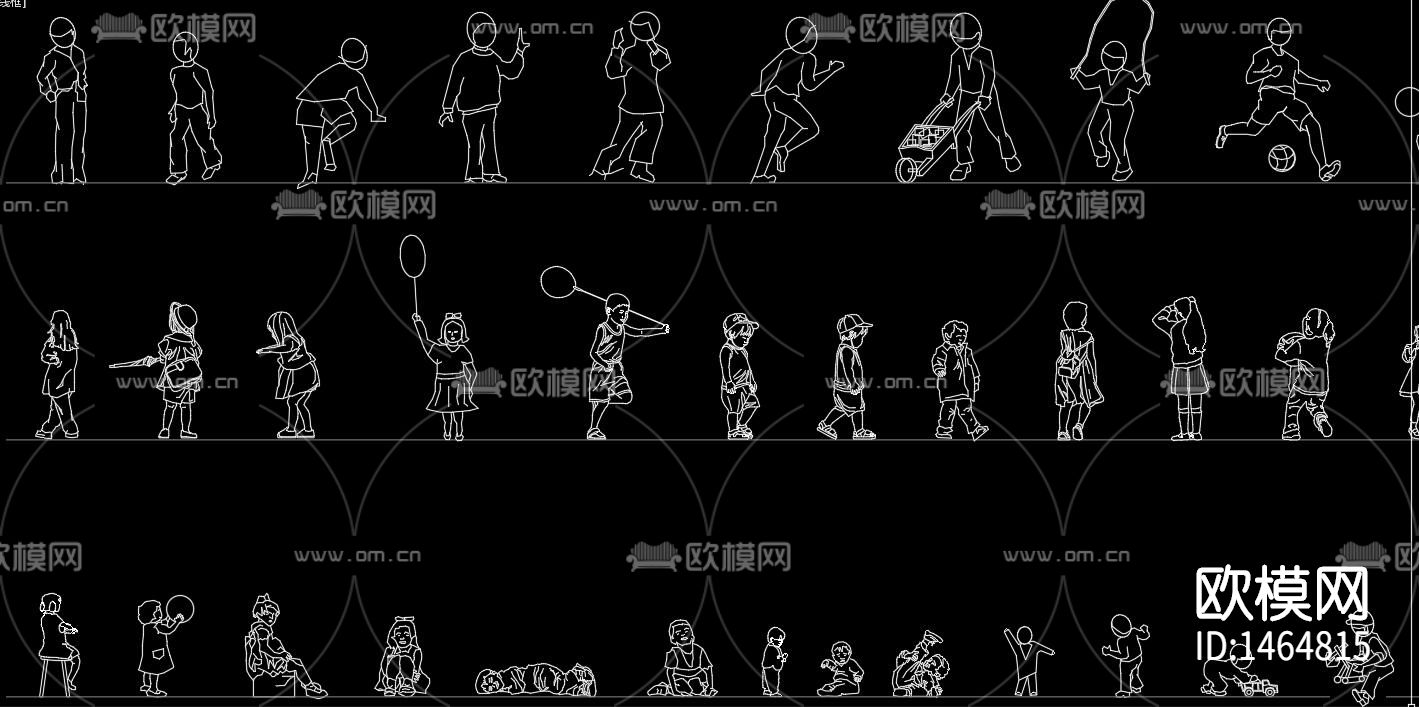 人物剪影cad图库下载（渲染图5）
