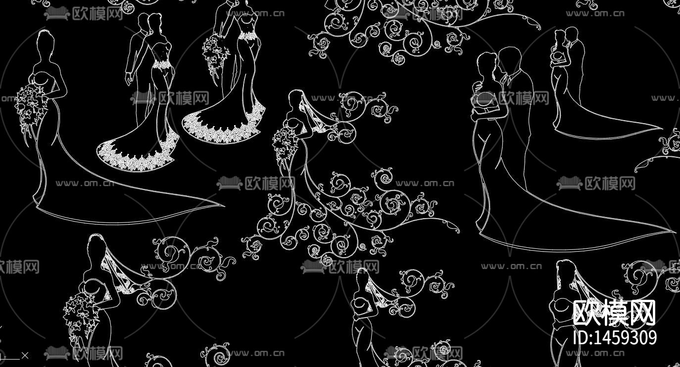 婚礼新娘剪影cad图库下载（渲染图5）