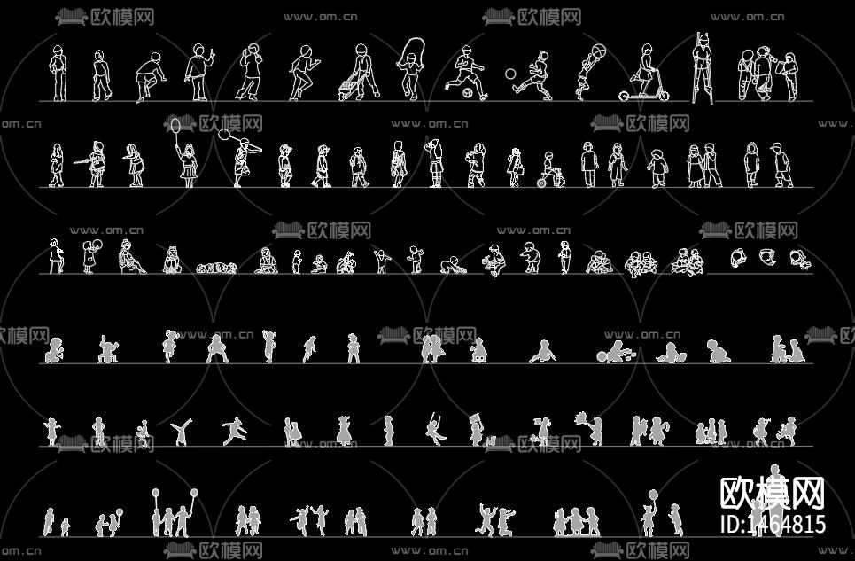 人物剪影cad图库下载（渲染图6）