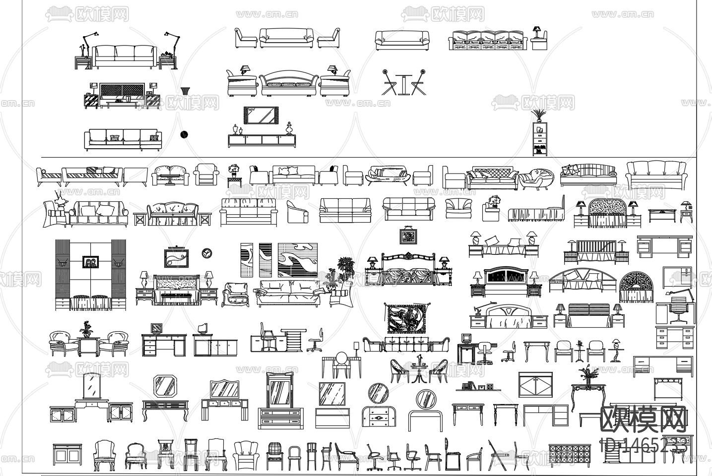 家具人物花草树木cad图库下载（渲染图1）