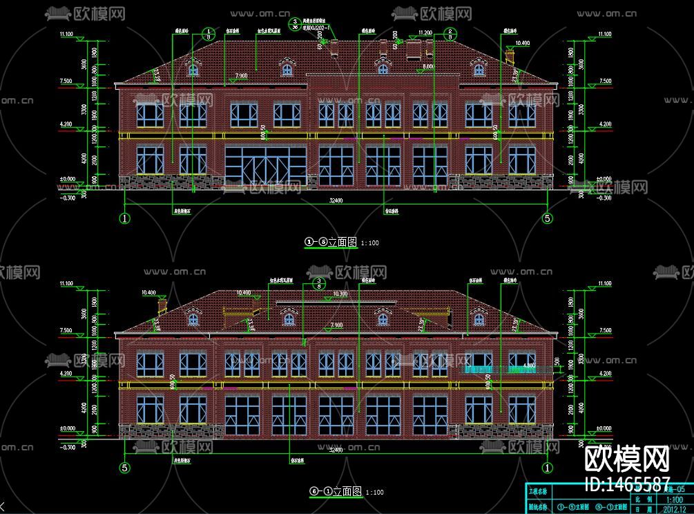 别墅cad施工图下载（渲染图3）