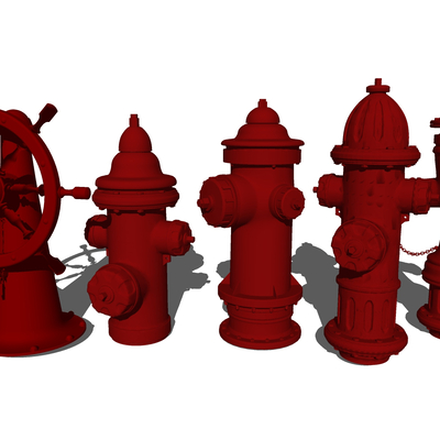  现代消防栓su模型 