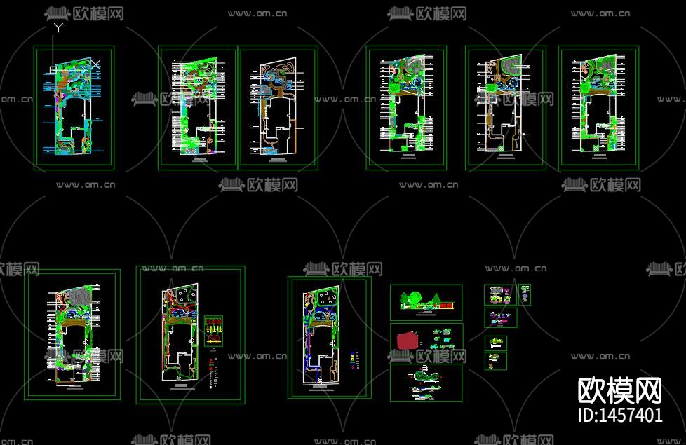 别墅庭院景观设计cad施工图下载（渲染图9）