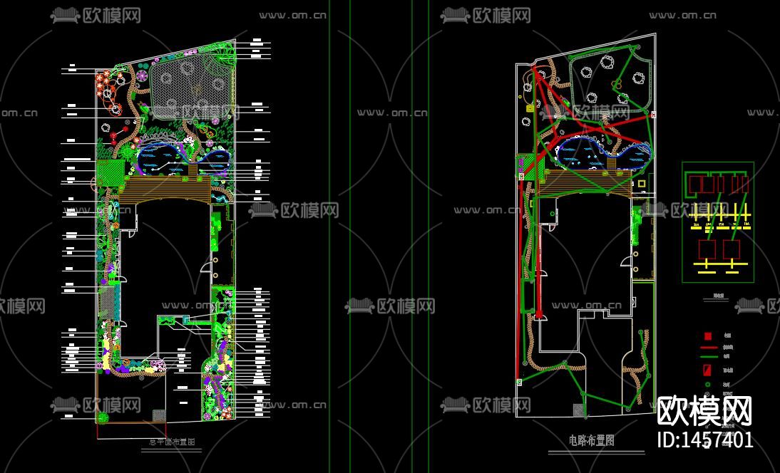 别墅庭院景观设计cad施工图下载（渲染图1）