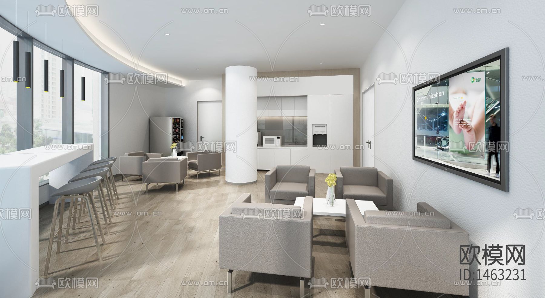 上海绿叶爱丽美医疗美容医院cad施工图下载（渲染图6）