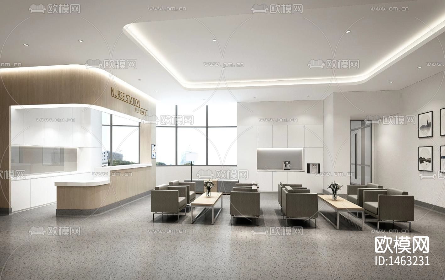 上海绿叶爱丽美医疗美容医院cad施工图下载（渲染图3）