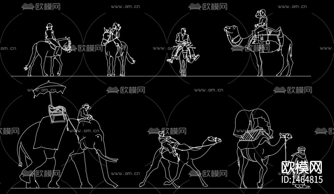 人物剪影cad图库下载（渲染图2）