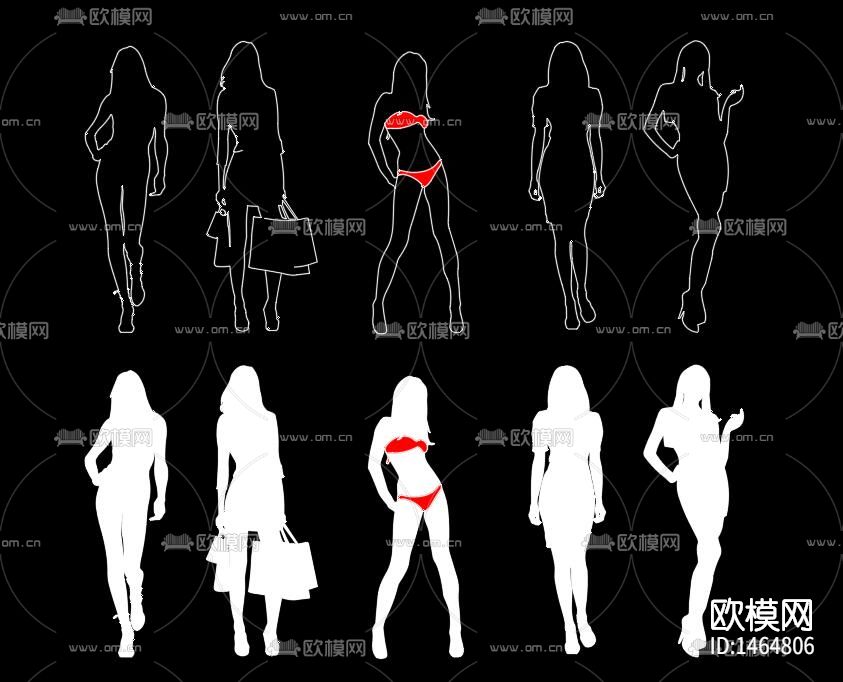 人物剪影cad图库下载（渲染图3）