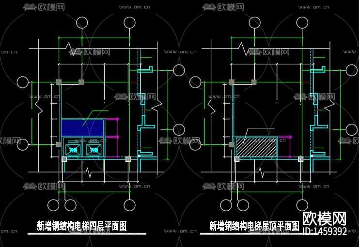 钢结构电梯cad施工图下载（渲染图2）