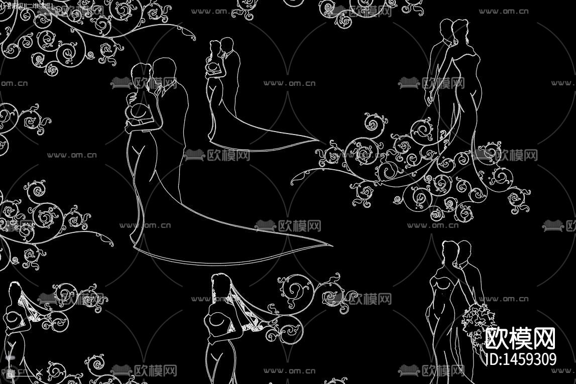 婚礼新娘剪影cad图库下载（渲染图7）