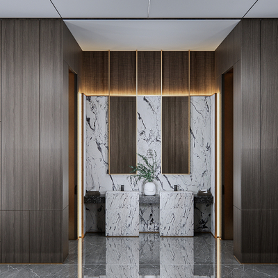  现代酒店卫生间su模型 