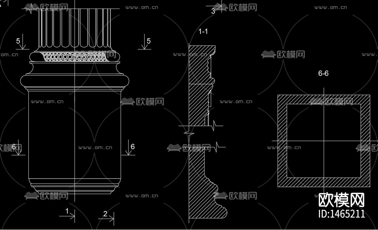 罗马柱cad施工图下载（渲染图10）