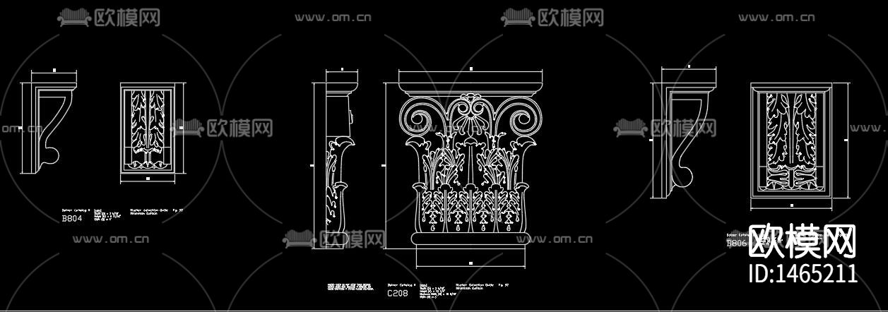 罗马柱cad施工图下载（渲染图4）