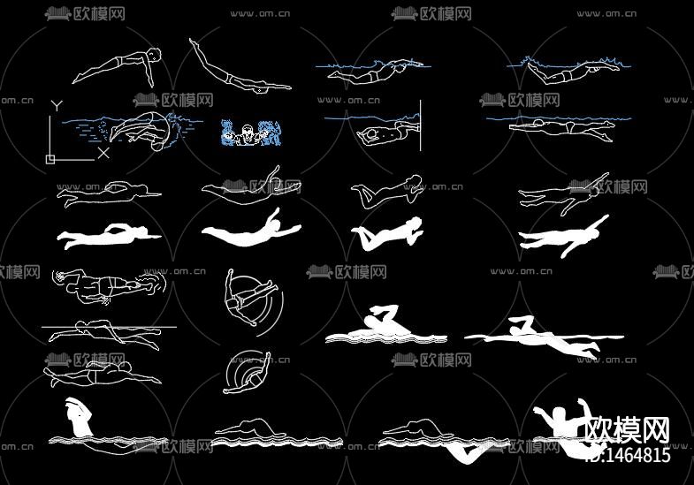人物剪影cad图库下载（渲染图7）
