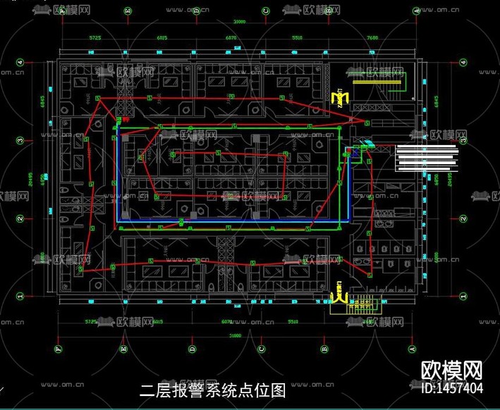 KTV消防系统cad施工图下载(渲染图1)