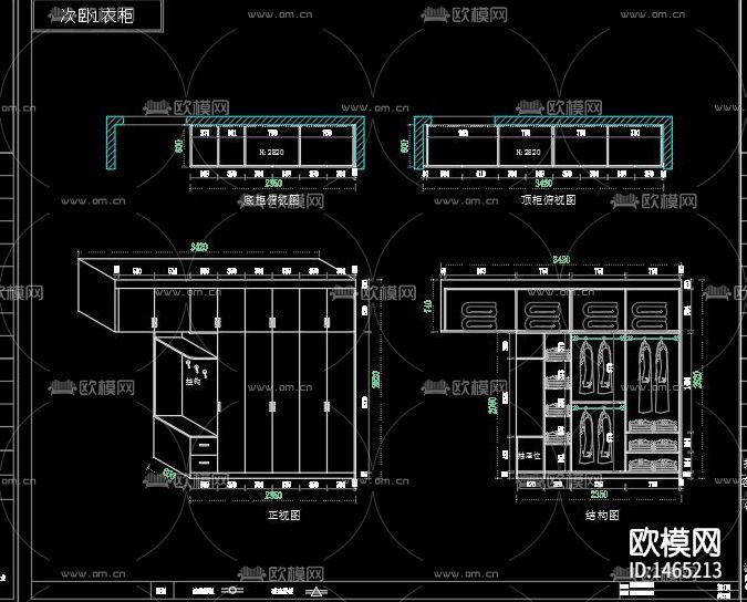 全屋定制家装cad施工图下载(渲染图9)