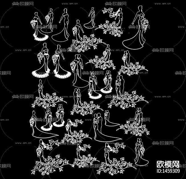 婚礼新娘剪影cad图库下载（渲染图9）