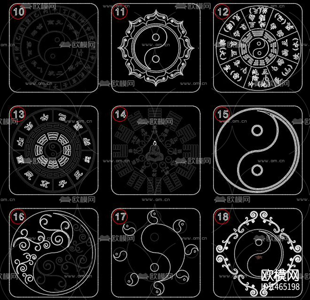 太极八卦cad图库下载（渲染图2）