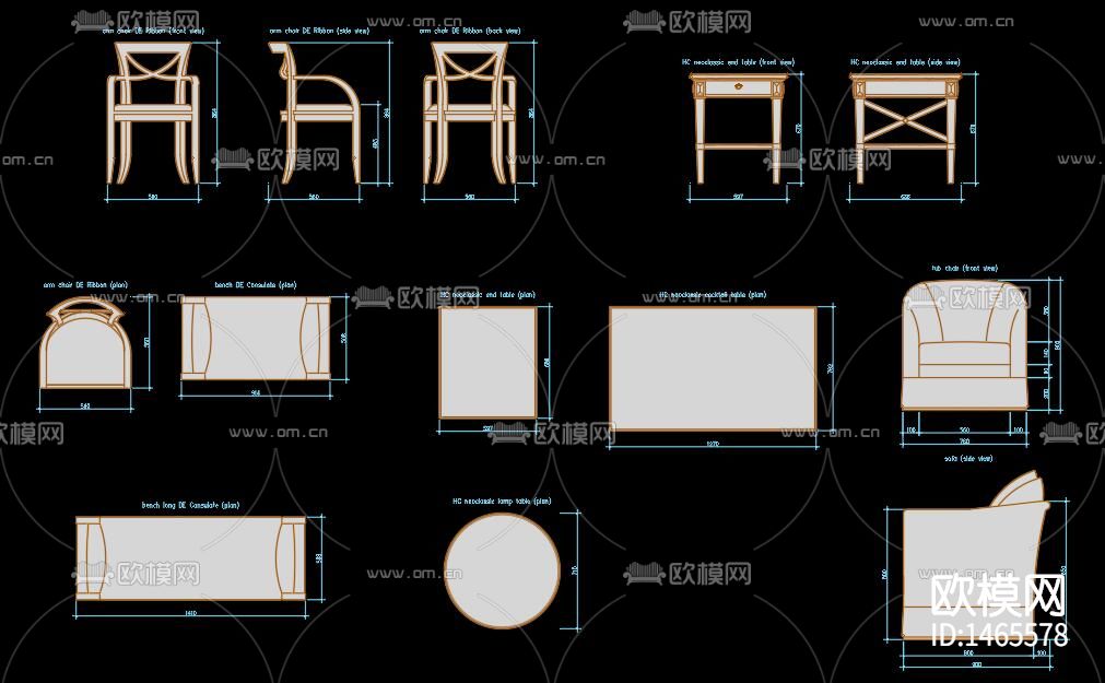 沙发桌椅cad图库下载（渲染图6）