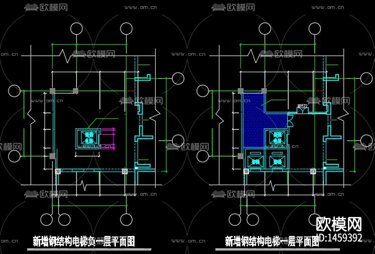 钢结构电梯cad施工图下载（渲染图1）