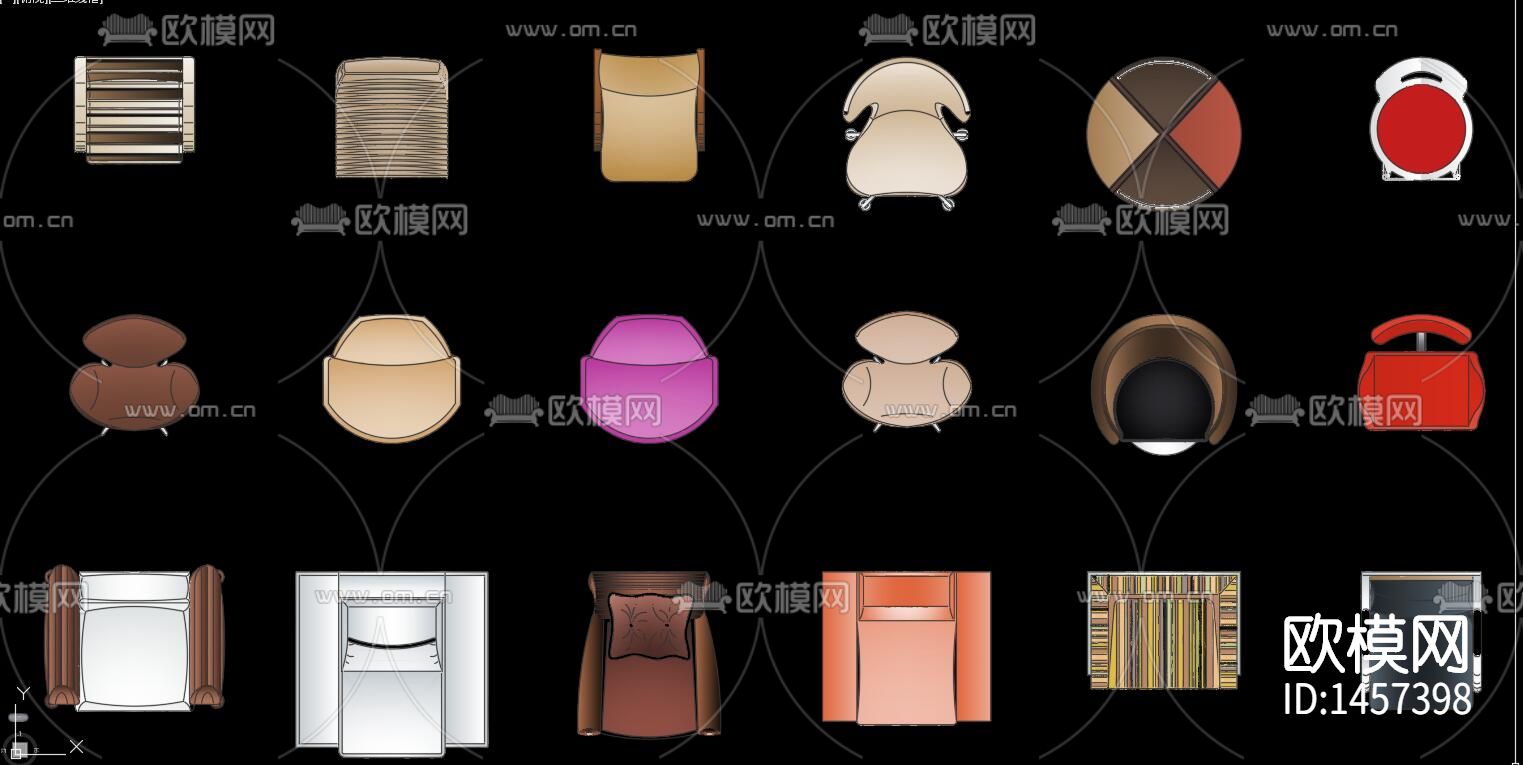 沙发椅子cad彩平图下载（渲染图5）