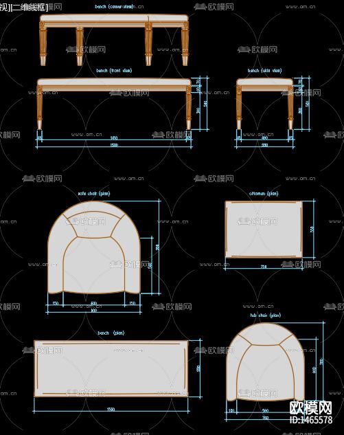 沙发桌椅cad图库下载（渲染图4）