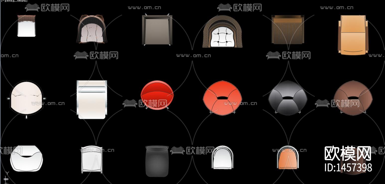 沙发椅子cad彩平图下载（渲染图2）