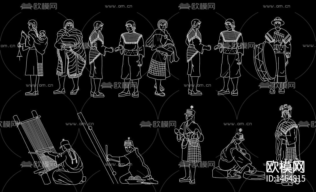 人物剪影cad图库下载（渲染图1）