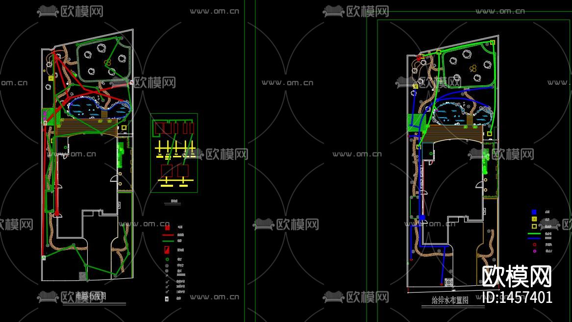 别墅庭院景观设计cad施工图下载（渲染图2）