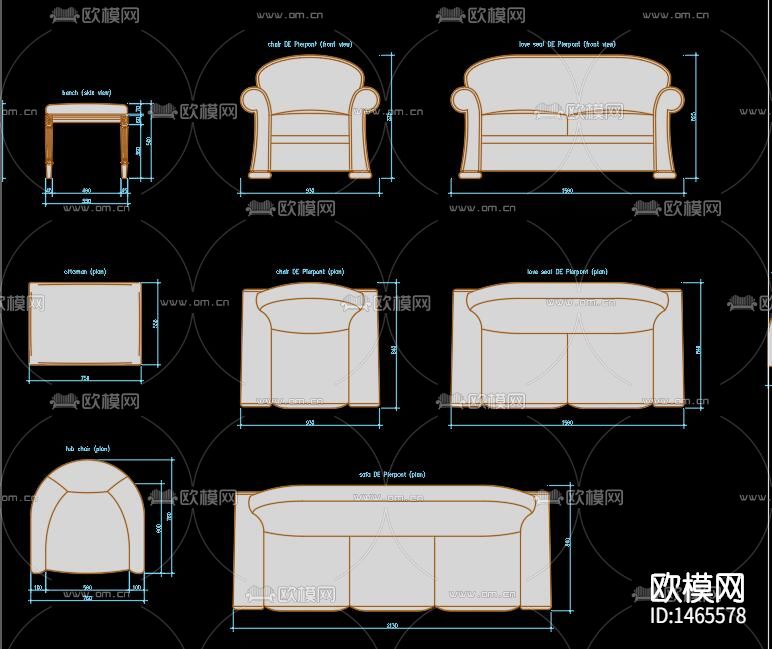 沙发桌椅cad图库下载（渲染图7）