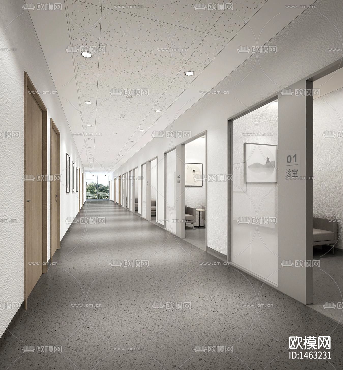 上海绿叶爱丽美医疗美容医院cad施工图下载（渲染图4）